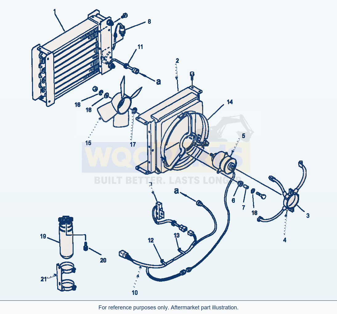 Komatsu WA320-1LC Air Conditioner Condenser Assembly parts diagram