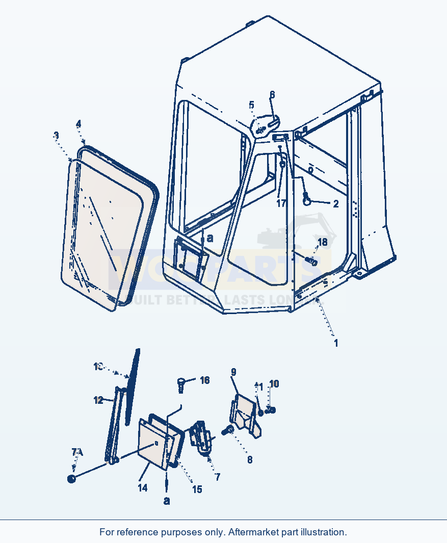 Komatsu WA320-1LC Rops Cab (Front Windshield And Wiper) parts diagram