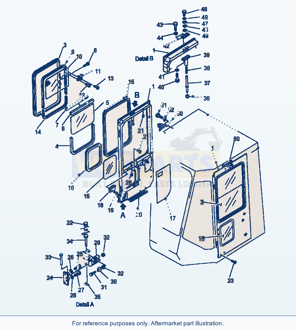 Komatsu WA320-1LC Rops Cab (Left And Right Hand Doors) parts diagram