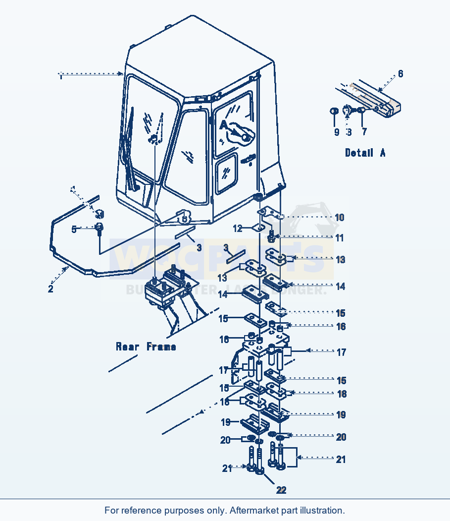 Komatsu WA320-1LC Rops Cab Mounting parts diagram