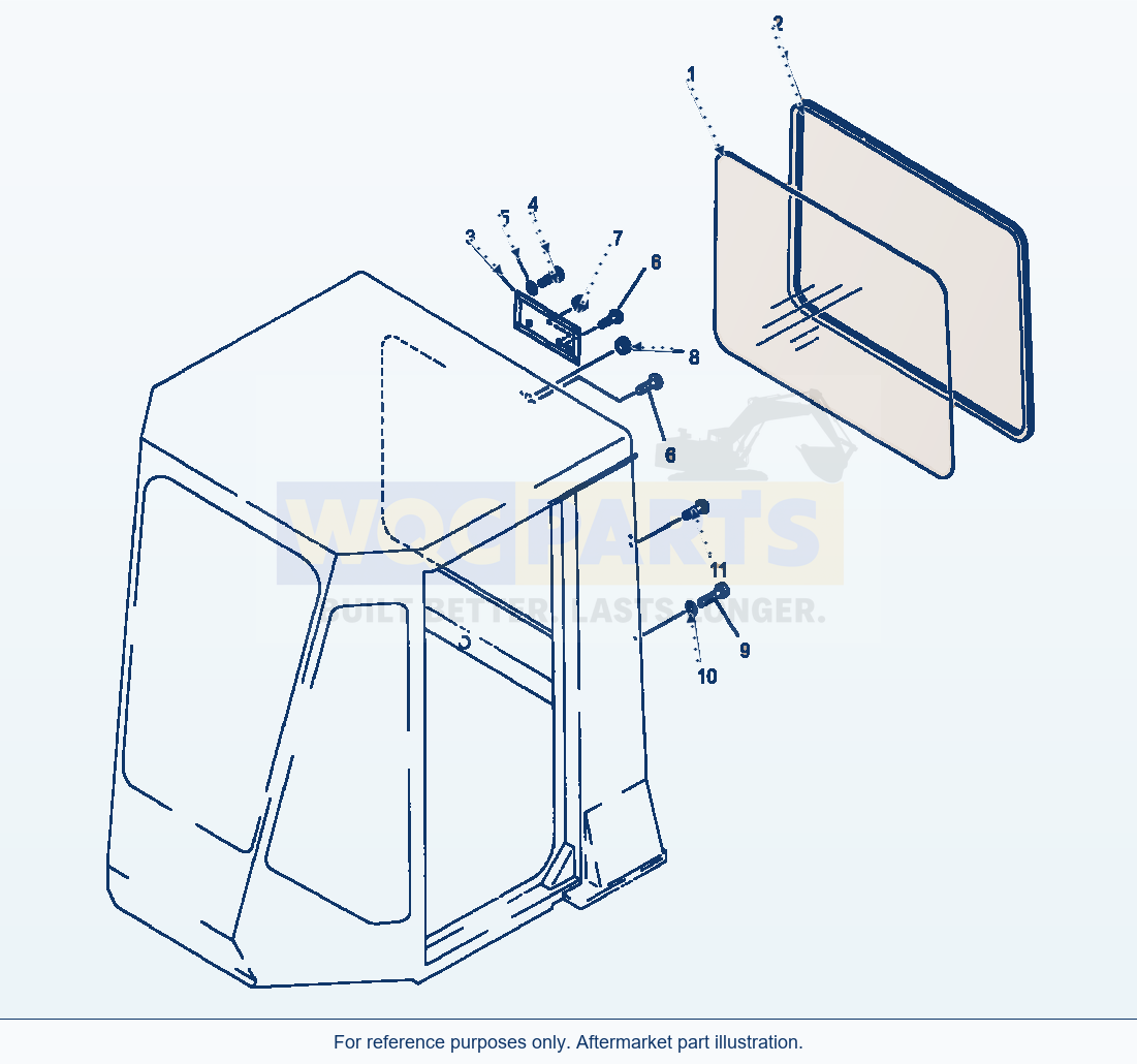 Komatsu WA320-1LC Rops Cab (Rear Cab Window) parts diagram