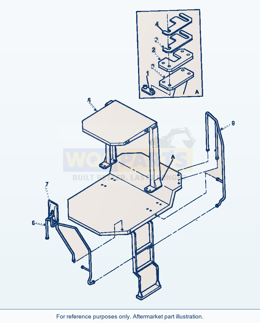 Komatsu WA320-1LC Rops Canopy Mounting & Rails parts diagram