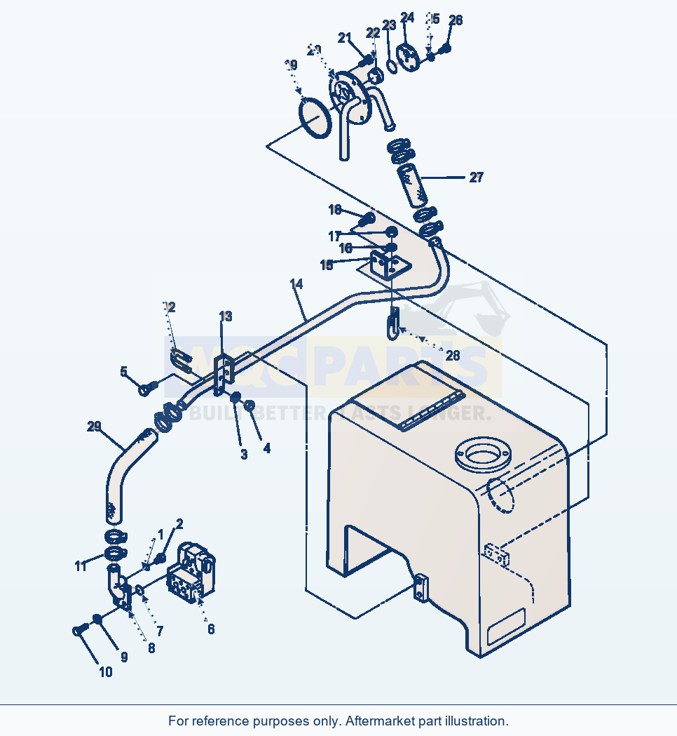 Komatsu WA320-1LC Ground Steering Piping (Valve To Tank) parts diagram