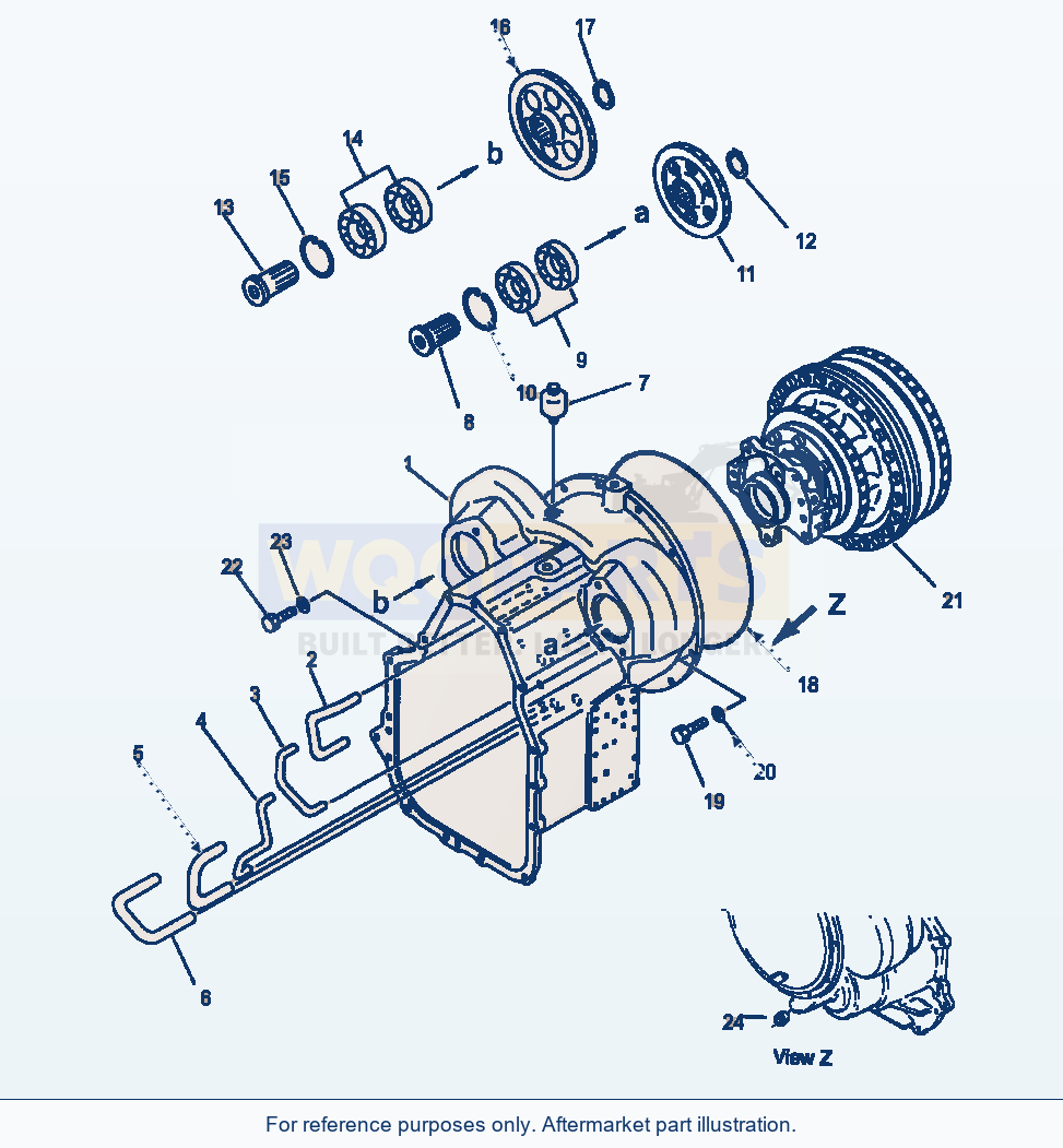 Komatsu WA320-1LC Torque Converter Case parts diagram