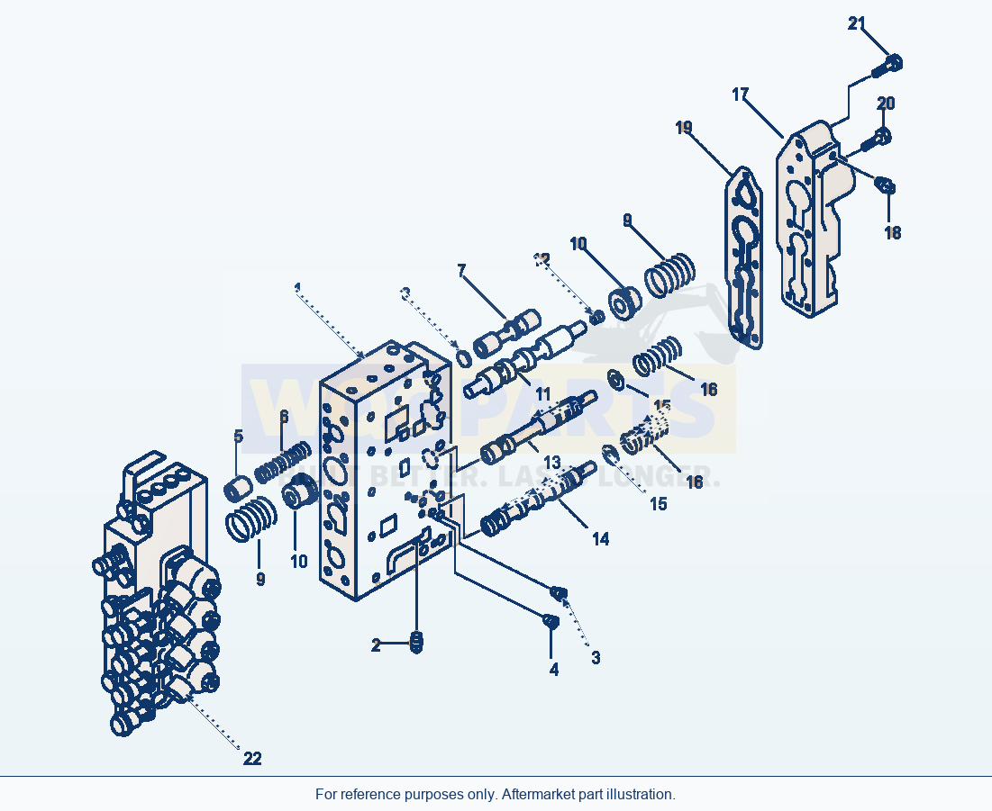 Komatsu WA320-1LC Transmission Control Valve Lower Assembly parts diagram