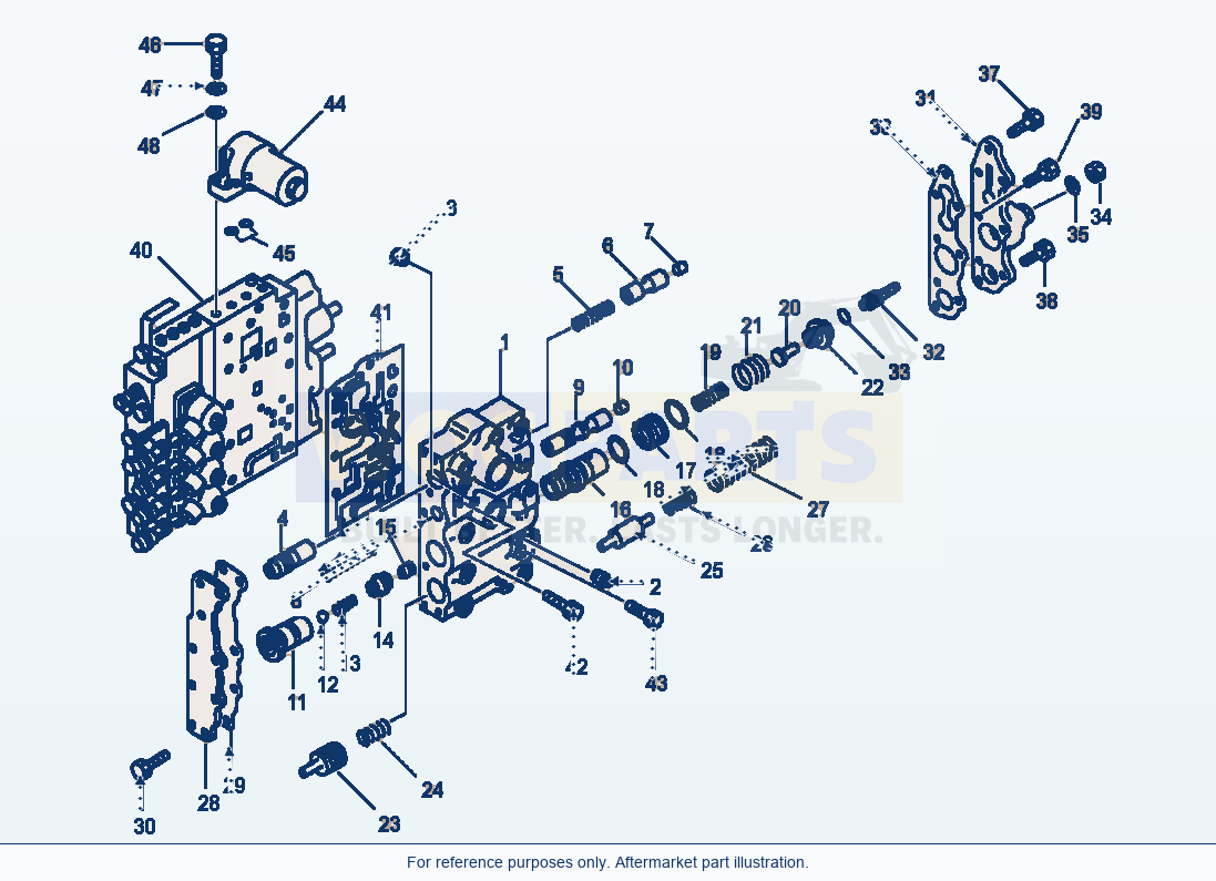 Komatsu WA320-1LC Transmission Control Valve Upper Assembly parts diagram