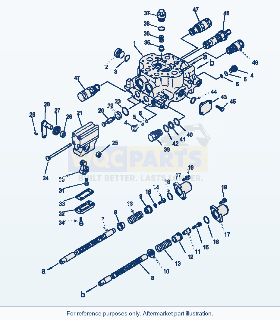 Komatsu WA320-1LC 2-Spool Control Valve parts diagram
