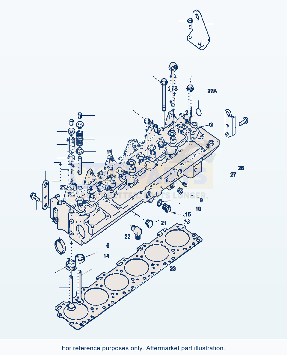 Komatsu WA320-3 Cylinder Head And Attaching parts diagram