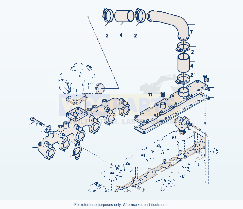 Komatsu WA320-3 Intake Manifold, Turbocharger parts diagram