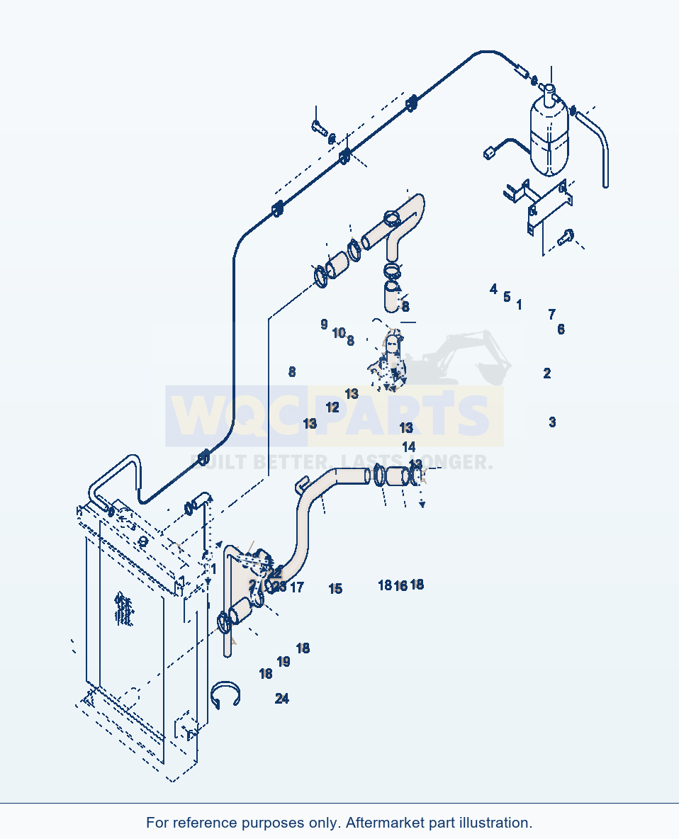 Komatsu WA320-3 Cooling Water Pipes parts diagram