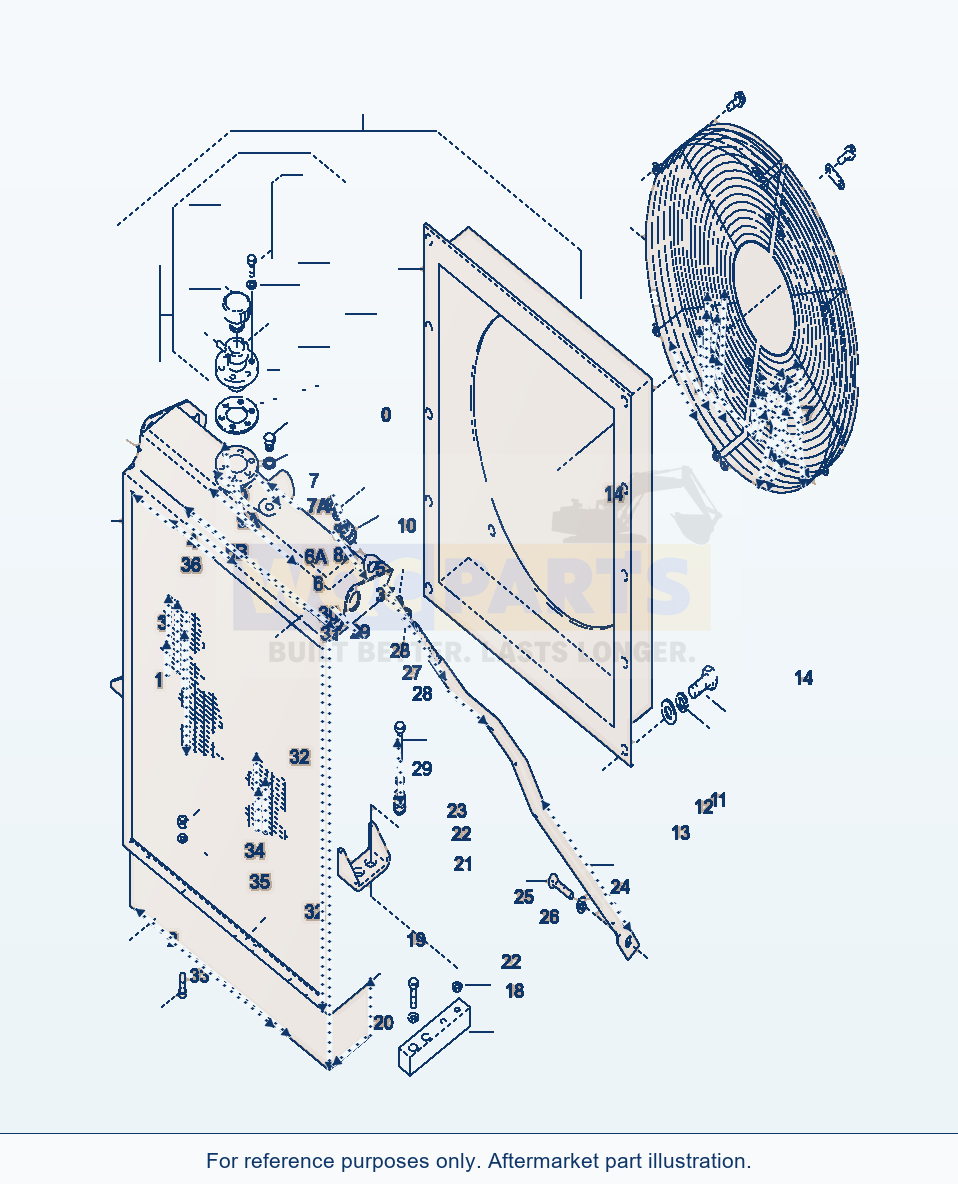 Komatsu WA320-3 Radiator parts diagram
