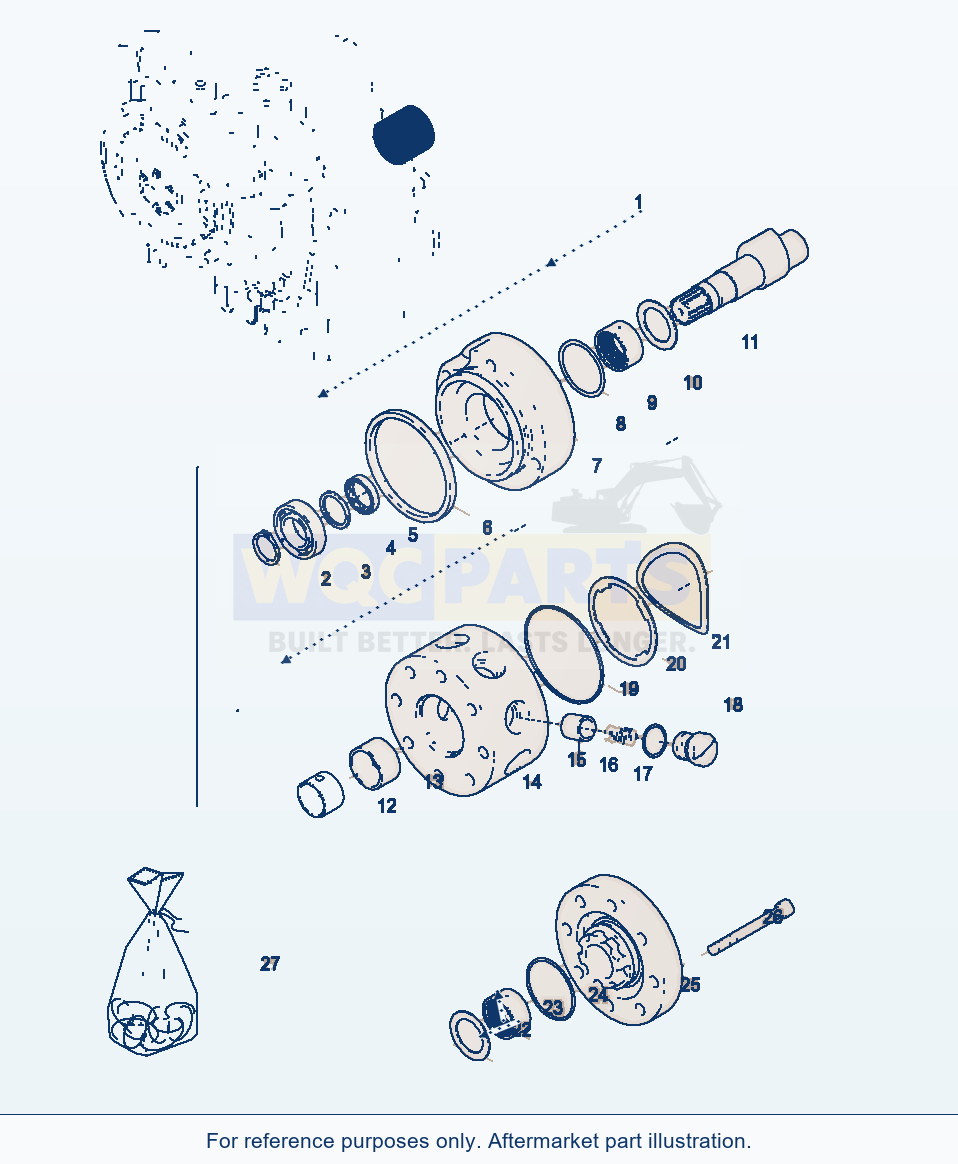 Komatsu WA320-3 Emergency Steering Pump parts diagram