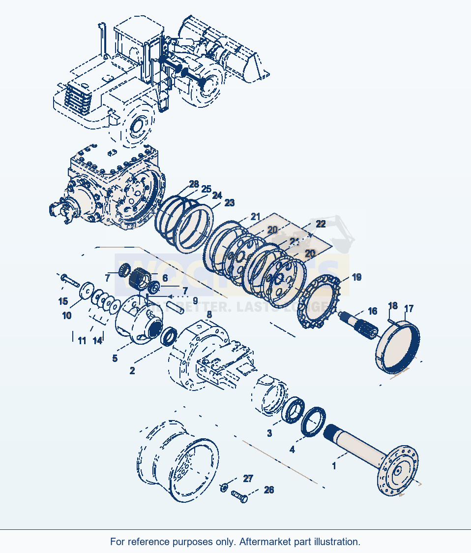 Komatsu WA320-3 Planetary Drive, Brake, Front Axle parts diagram