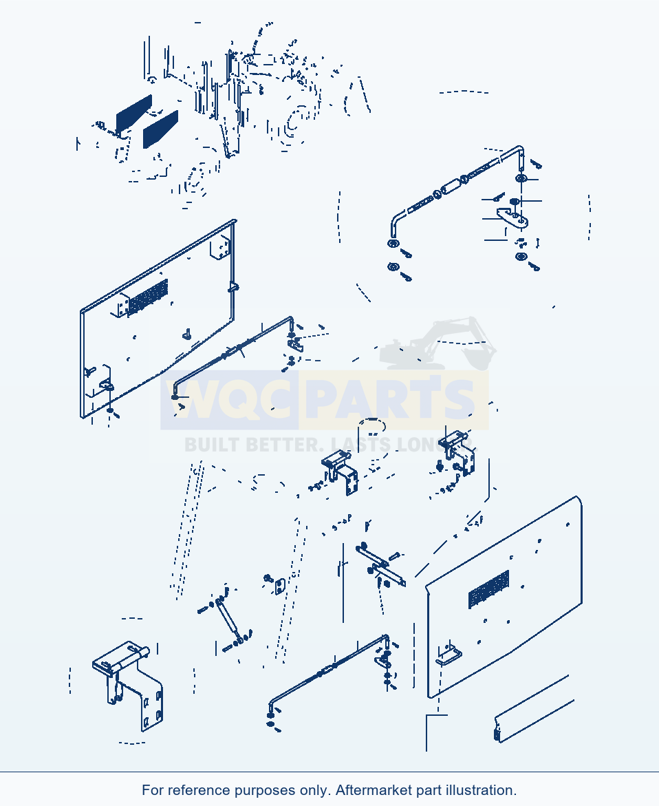 Komatsu WA320-3 Bonnet, Attaching parts diagram