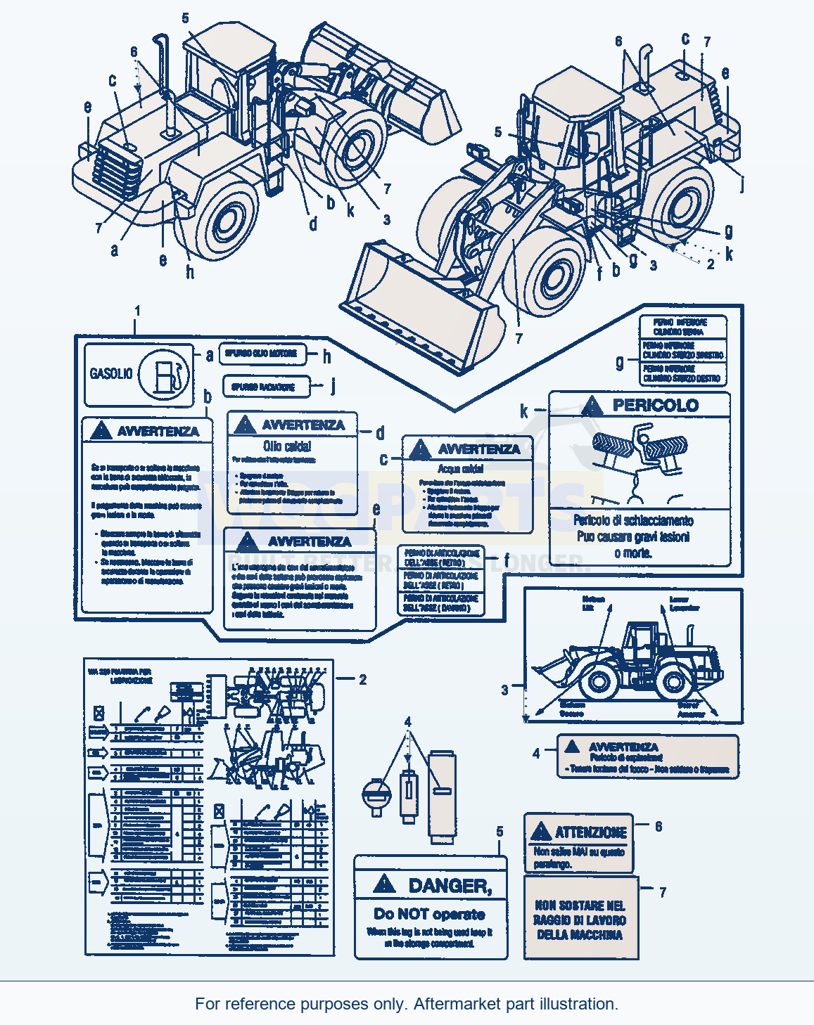 Komatsu WA320-3 Decals, Italian parts diagram