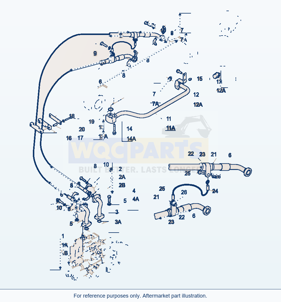 Komatsu WA320-3 Bucket Cylinder And Pipings parts diagram