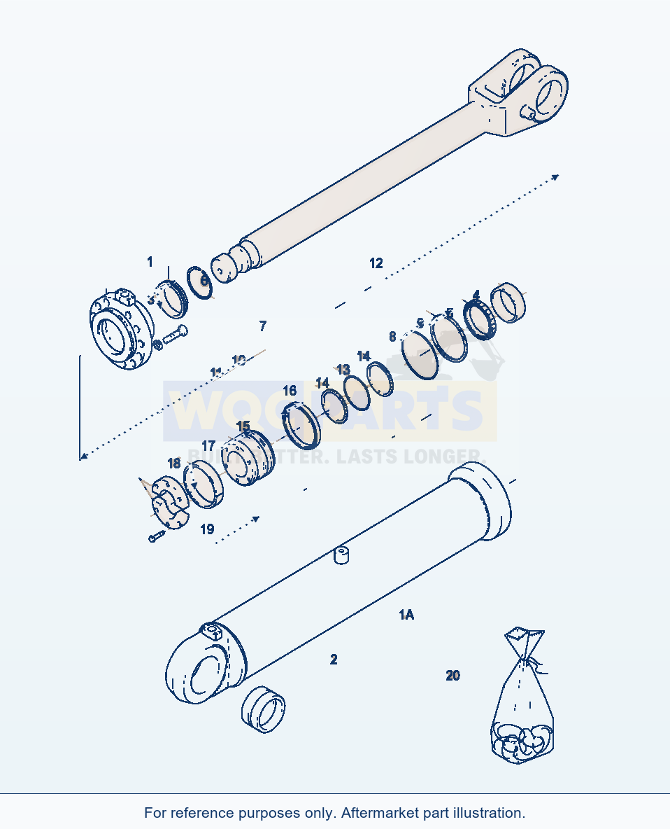 Komatsu WA320-3 Lift Cylinder Serial WA320H20051-20560 parts diagram