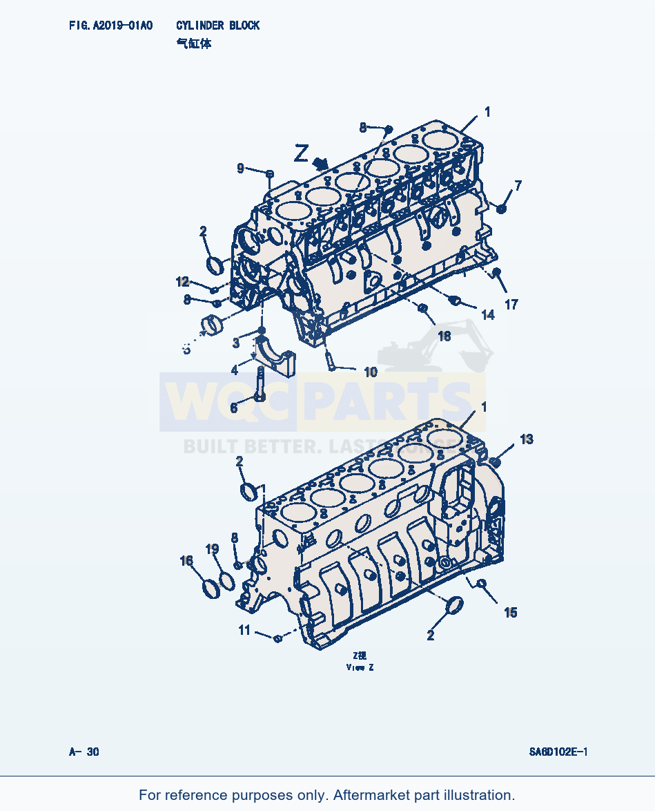 Komatsu WA320-3 Cylinder Block (|000016) parts diagram