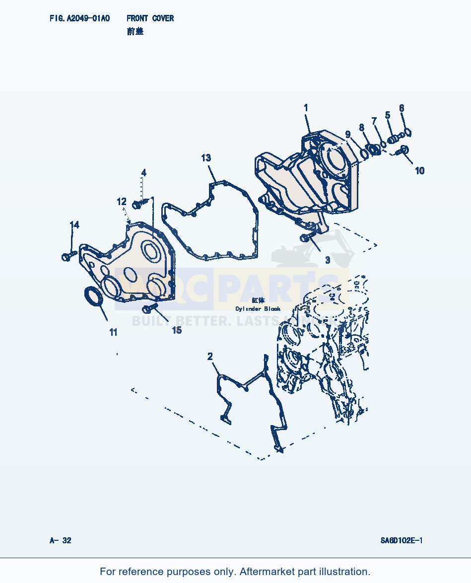 Komatsu WA320-3 Front Cover (|000017) parts diagram