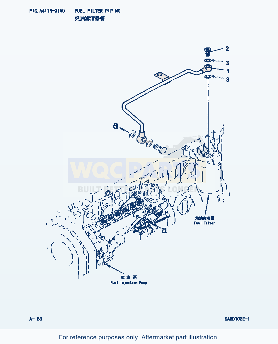 Komatsu WA320-3 Fuel Filter Piping (|000050) parts diagram
