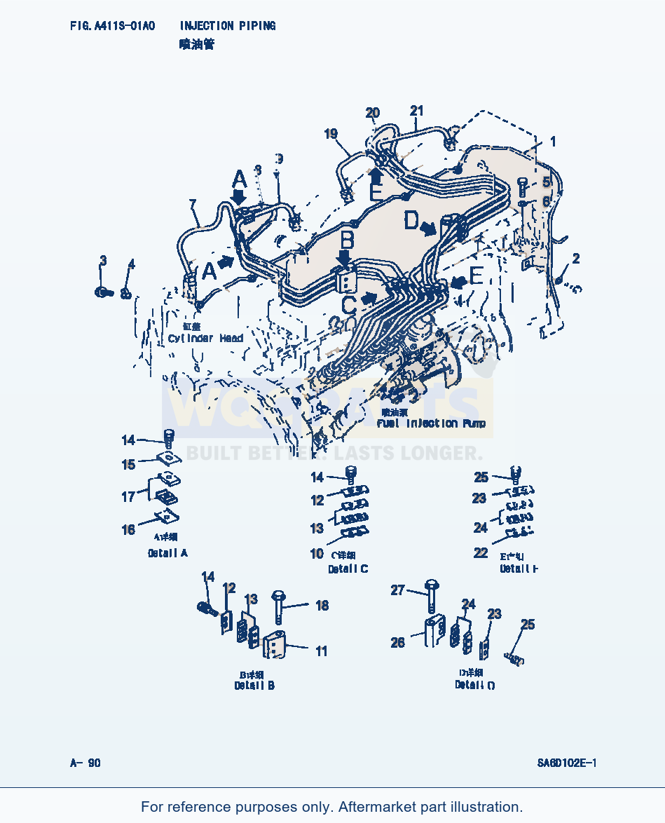 Komatsu WA320-3 Injection Piping (|000051) parts diagram