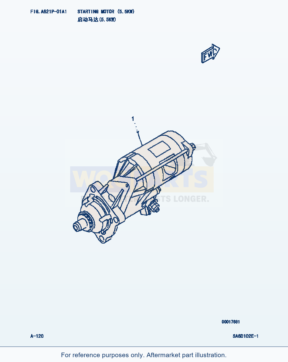 Komatsu WA320-3 Starting Motor(5.5Kw) (|000066) parts diagram