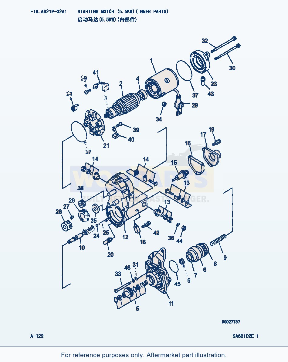 Komatsu WA320-3 Starting Motor(5.5Kw)(Inner Parts) (|000067) parts diagram
