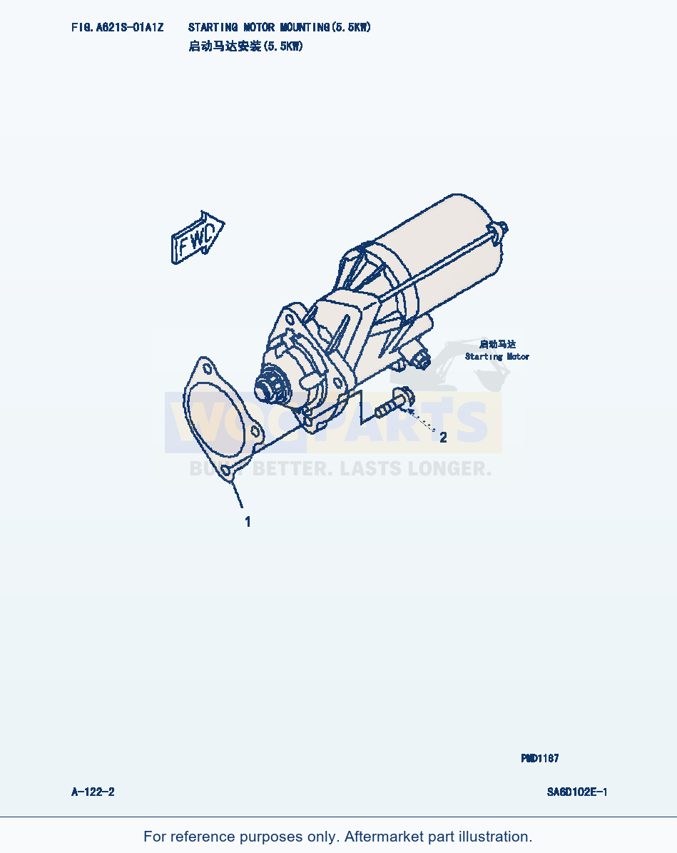 Komatsu WA320-3 Starting Motor Mounting(5.5Kw) (|000068) parts diagram