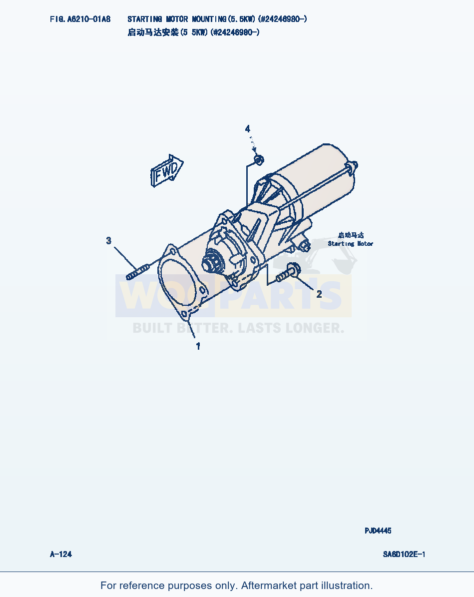 Komatsu WA320-3 Starting Motor Mounting(5.5Kw) (|000069) parts diagram