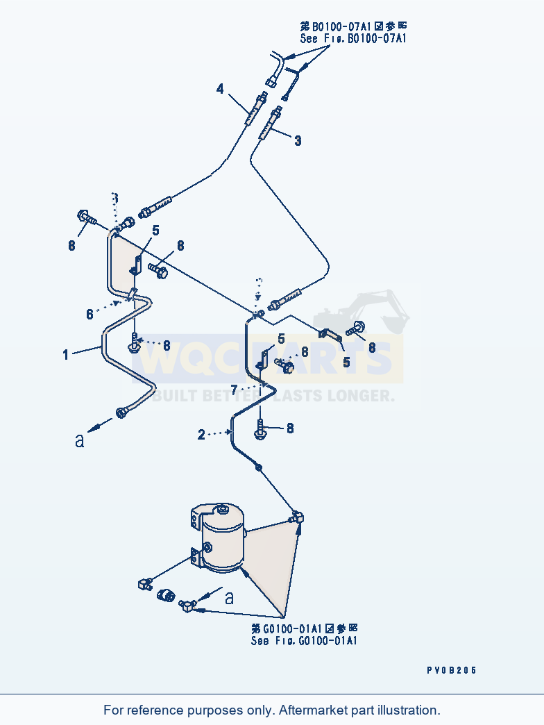 Komatsu WA320-3 Air Compressor Piping parts diagram