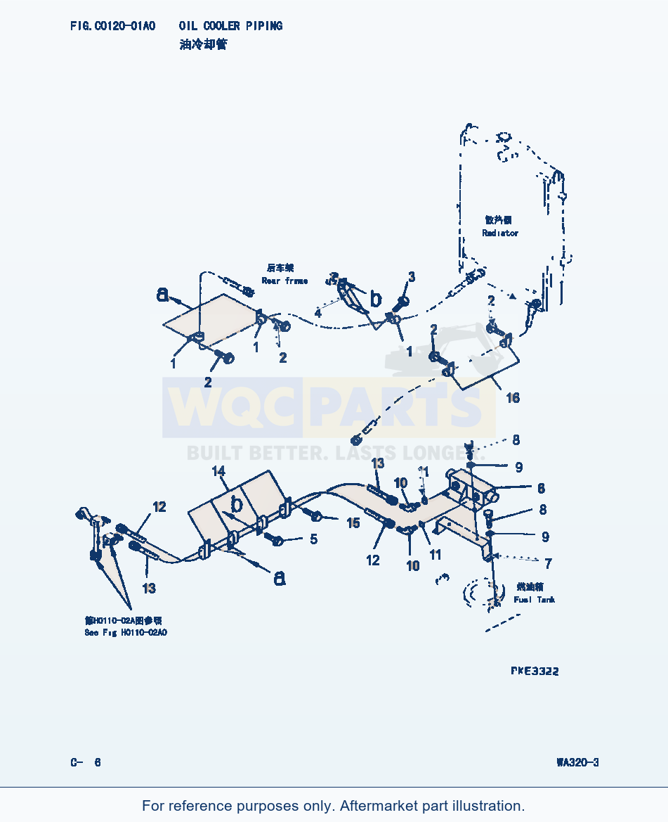 Komatsu WA320-3 Oil Cooler Piping (|000085) parts diagram
