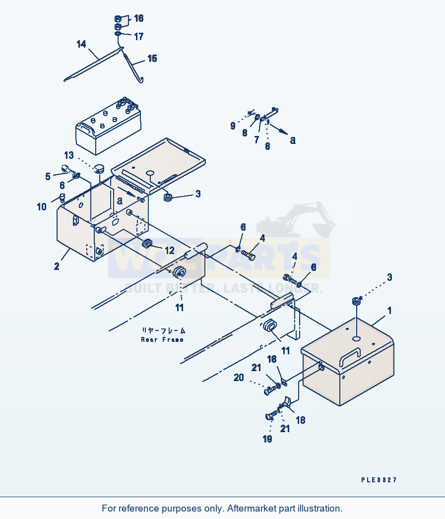 Komatsu WA320-3 Electrical System — Battery Box (Box) parts diagram