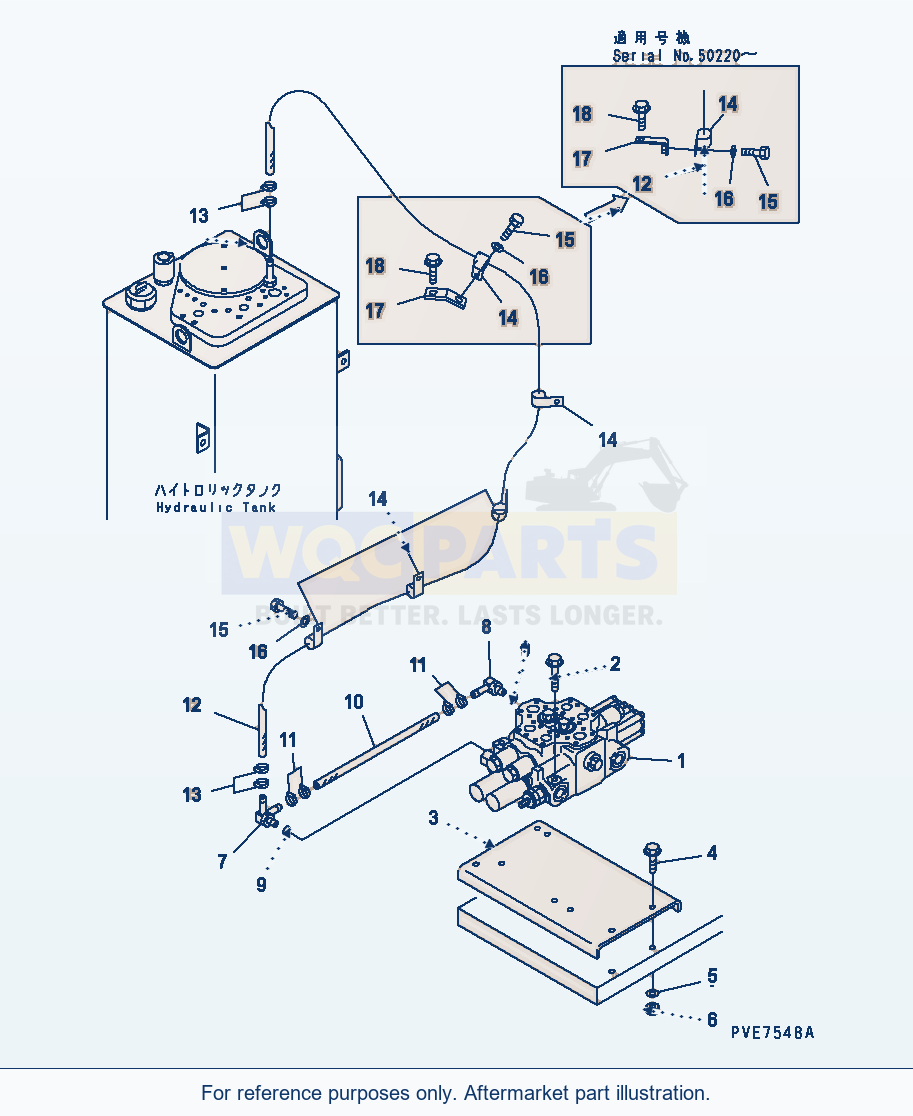 Komatsu WA320-3 Hydraulic System — Hydraulic Main Valve parts diagram
