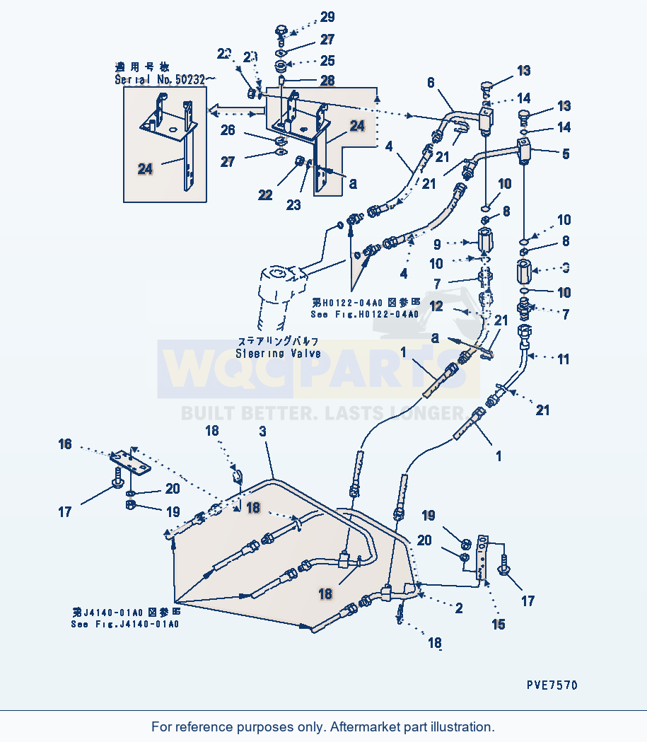 Komatsu WA320-3 Hydraulic System — Steering Hydraulic Piping parts diagram