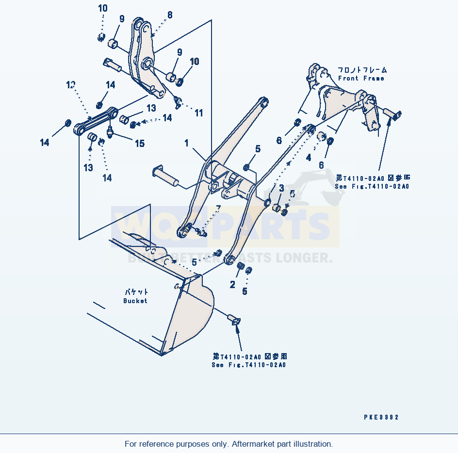 Komatsu WA320-3 Work Equipment — Lift Arm Bellcrank parts diagram