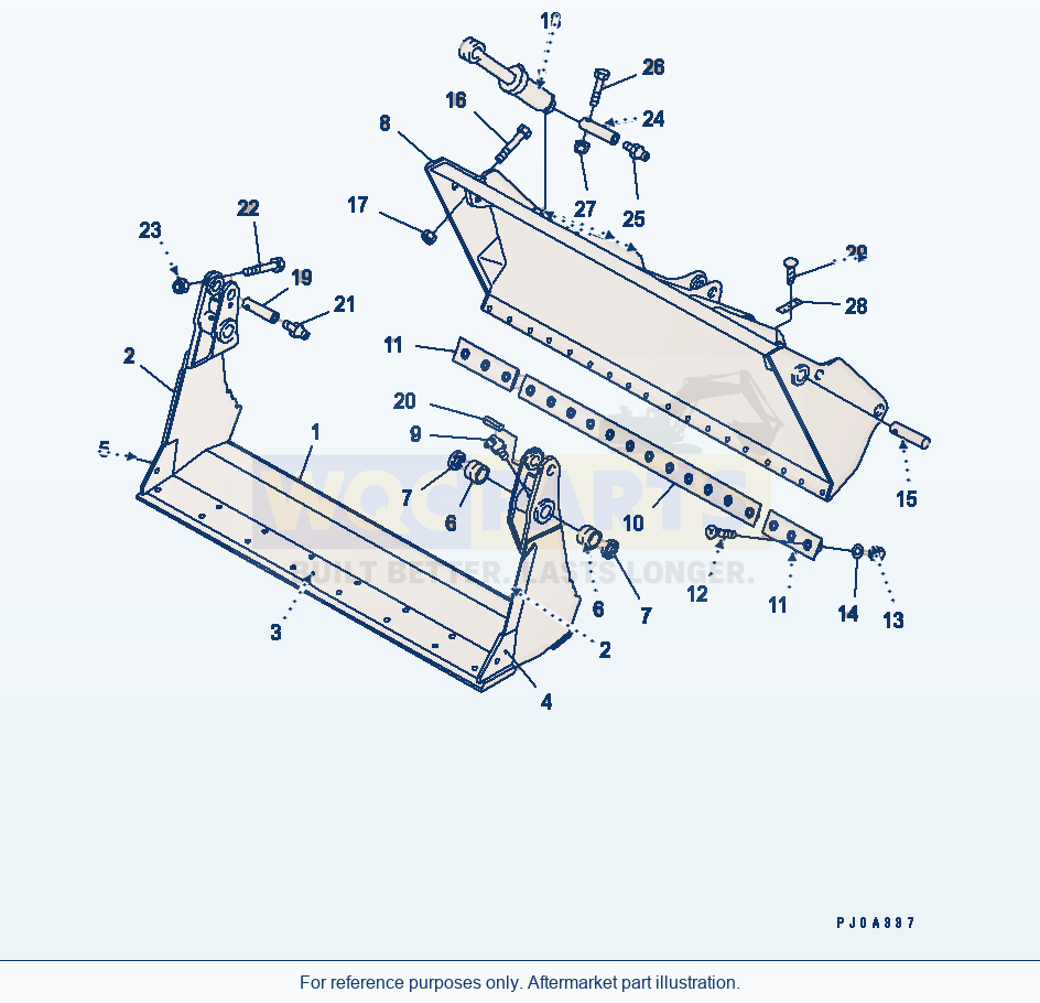 Komatsu WA320-3 Work Equipment — Multipurpose Bucket parts diagram