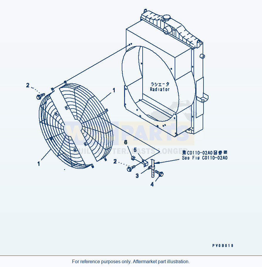 Komatsu WA320-3 Fan Guard Serial 53001-UP parts diagram