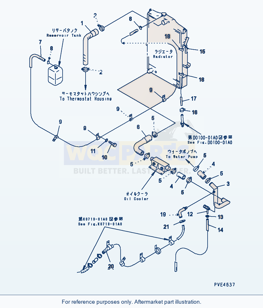 Komatsu WA320-3 Radiator (Piping) (With Air Conditioner) parts diagram