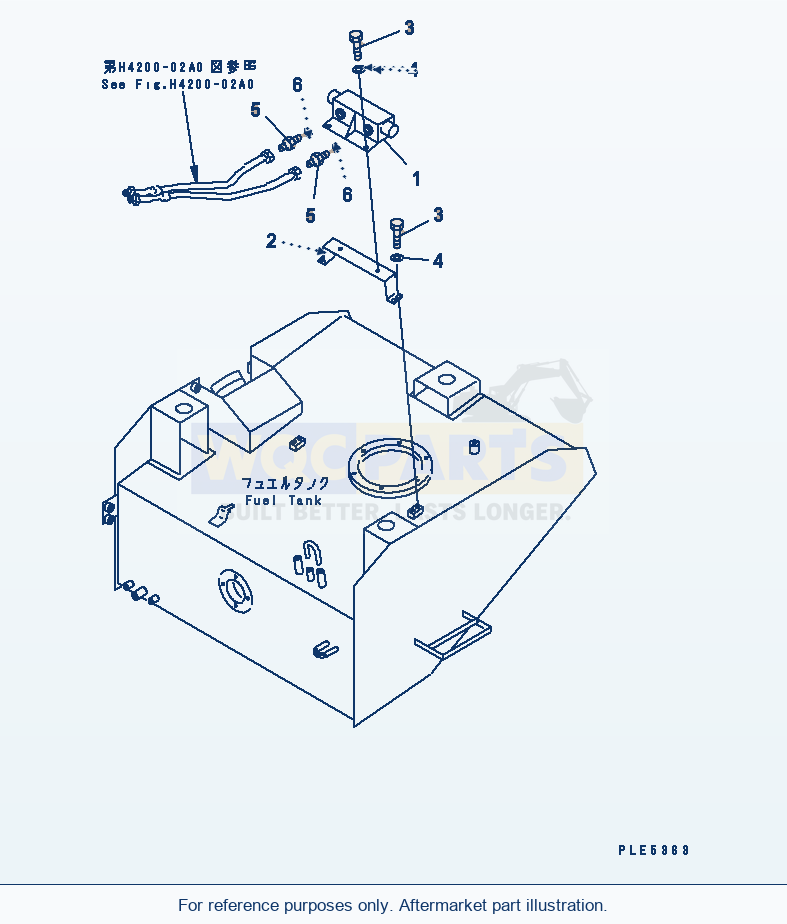 Komatsu WA320-3 Steering Oil Cooler Piping Mounting parts diagram