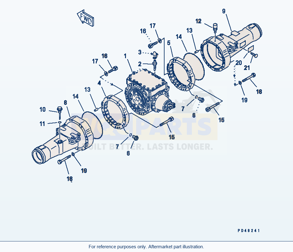 Komatsu WA320-3 Front Axle Housing(#50001-) parts diagram