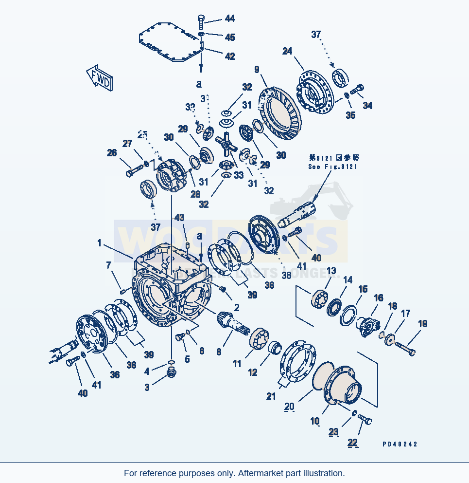 Komatsu WA320-3 Front Differential(#50001-) parts diagram