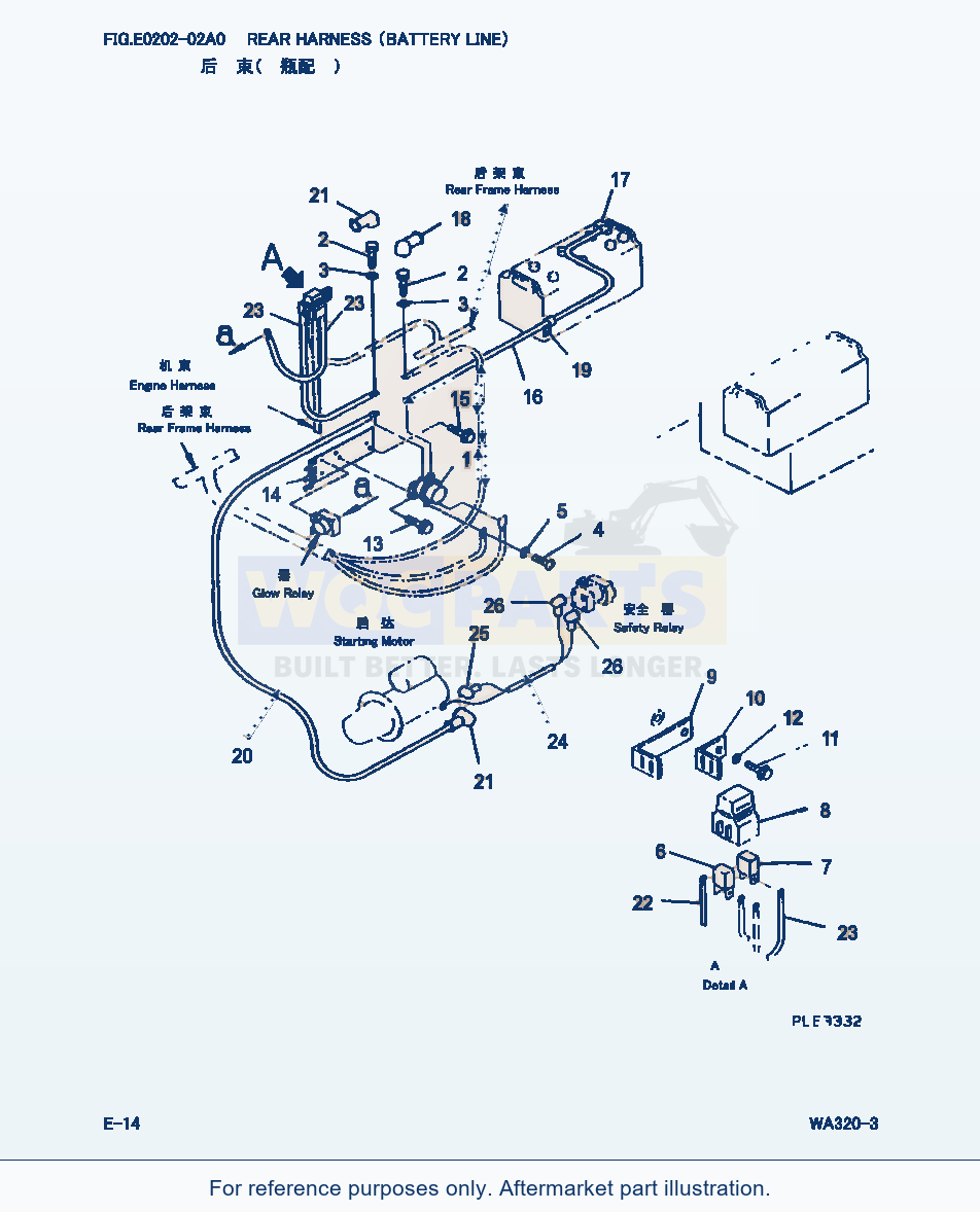 Komatsu WA320-3 Rear Harness(Battery Line) (|000100) parts diagram