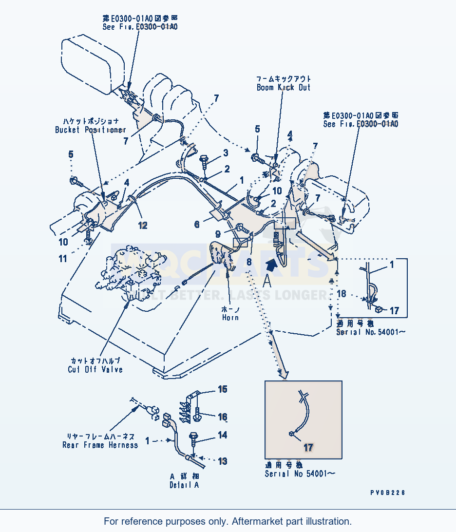 Komatsu WA320-3 Front Harness Serial 53001-UP parts diagram