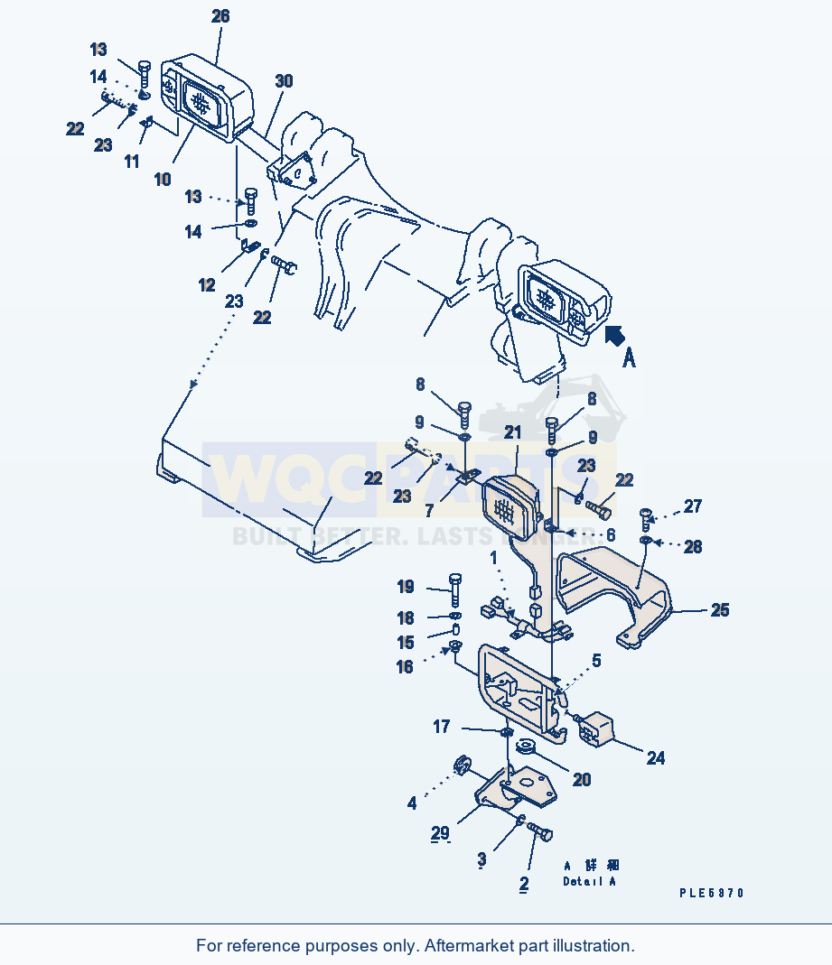 Komatsu WA320-3 Front Lamp Serial 53001-UP parts diagram