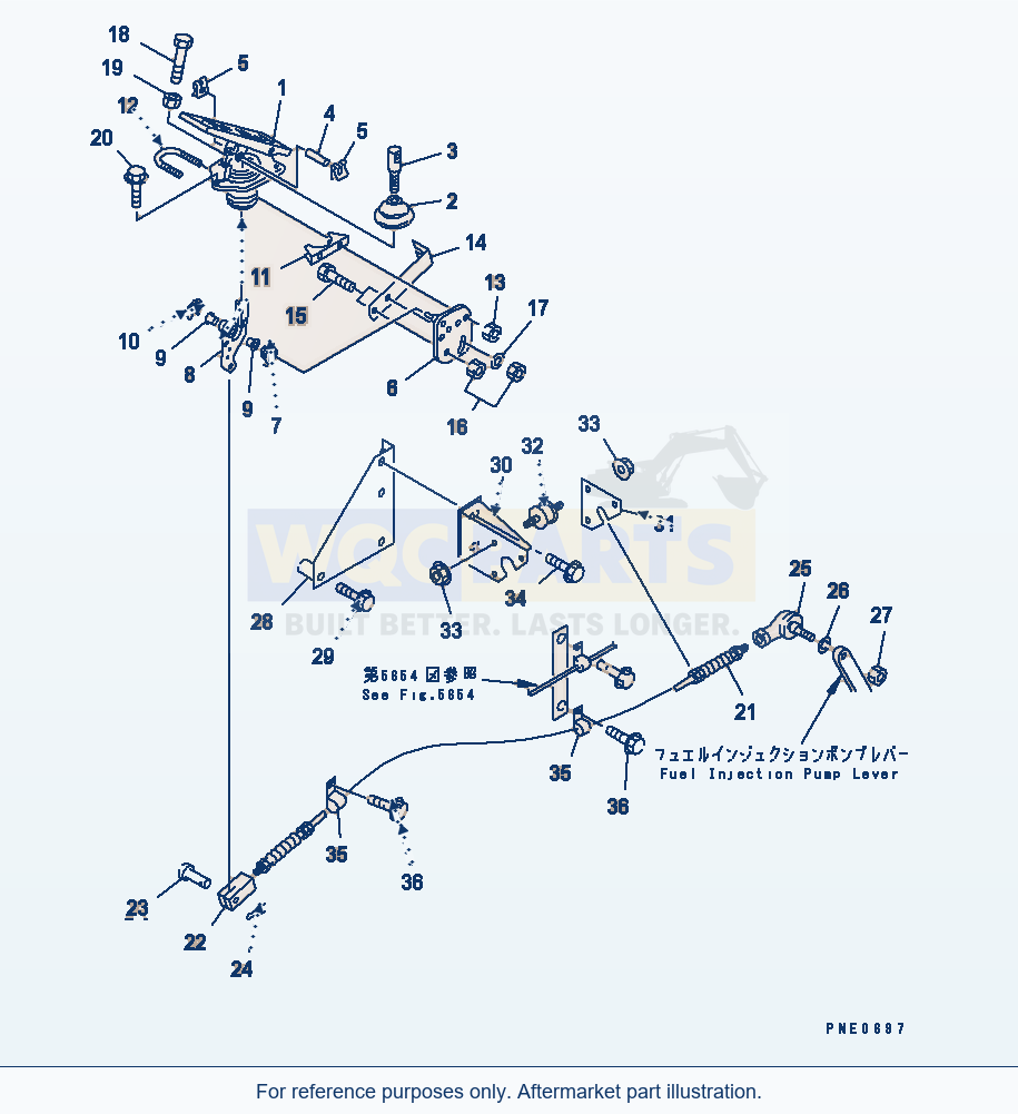 Komatsu WA320-3 Accelerator Pedal And Linkage(#50001-) parts diagram
