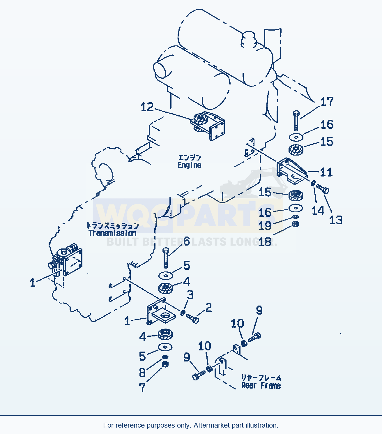 Komatsu WA320-3 Engine Mounting Parts(#50001-) parts diagram