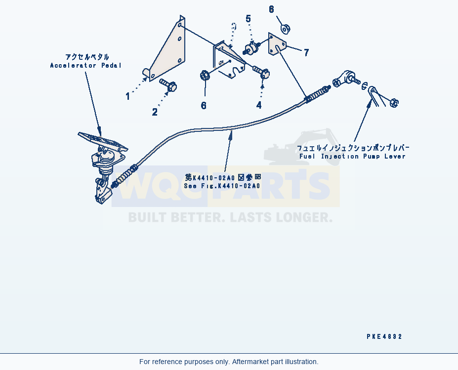 Komatsu WA320-3 Engine (Accelerator Cable Bracket) parts diagram