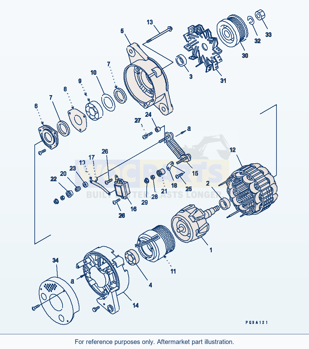 Komatsu WA320-3 Alternator (50A) (Inner Parts)(#26238974-) parts diagram