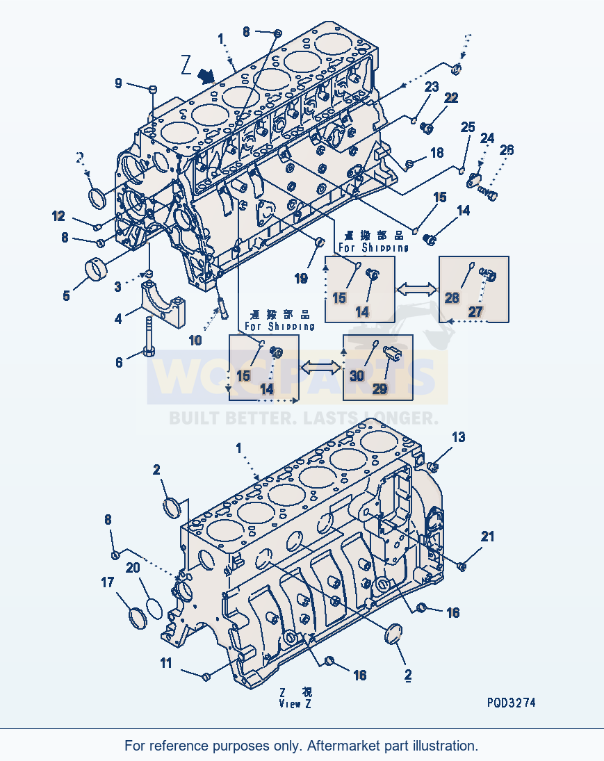 Komatsu WA320-3 Cylinder Block(#26228198-) parts diagram