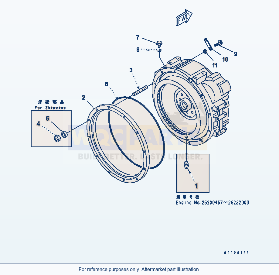Komatsu WA320-3 Flywheel Housing Plug And Spacer(#26200467-) parts diagram
